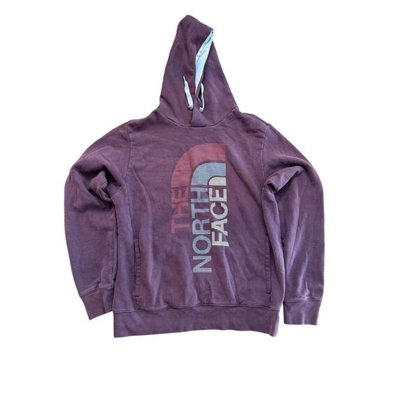 The North Face Men's Purple Maroon TNF Logo Pullover Pockets Hoodie Size Medium - Picture 1 of 6